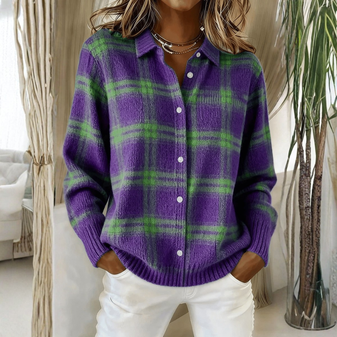 NORA Plaid Knit Cardigan