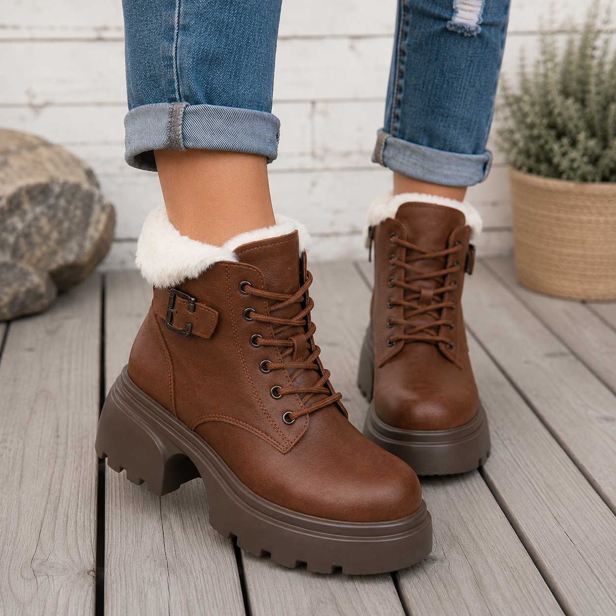 MARA Fleece-Lined Combat Boots