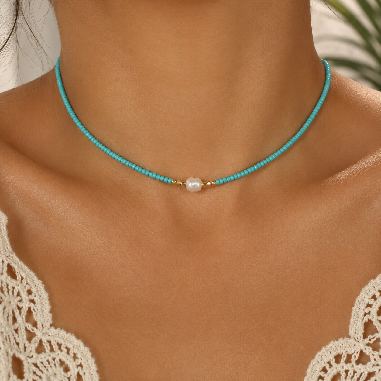 AZURA Beaded Pearl Necklace