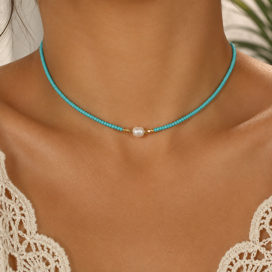 AZURA Beaded Pearl Necklace