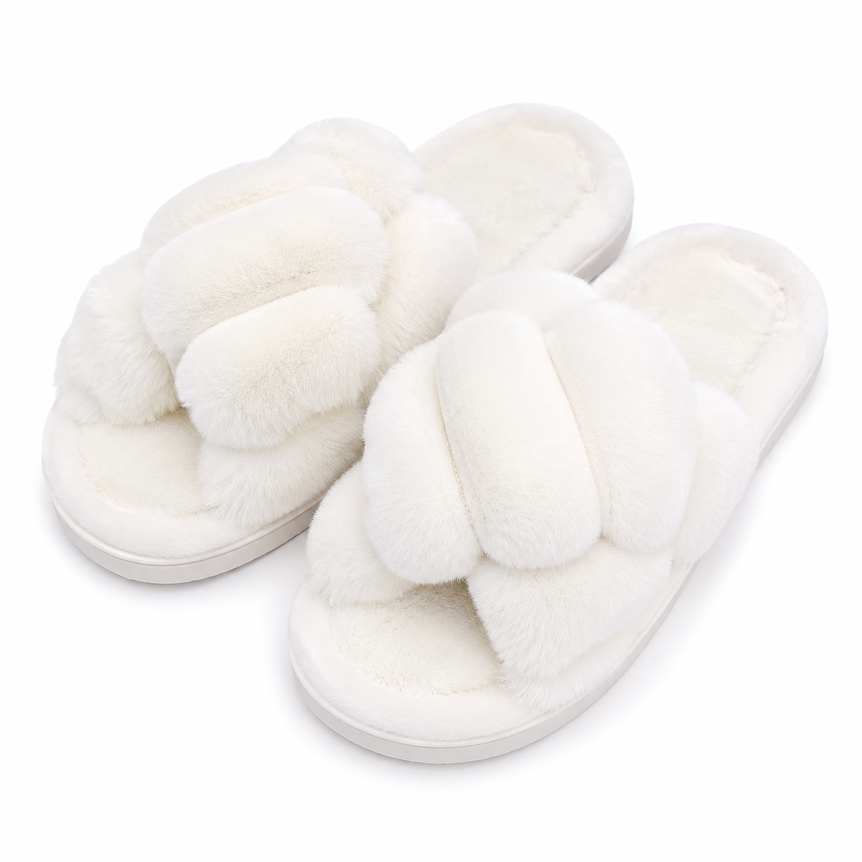 BELLA Braided Fluffy Slippers